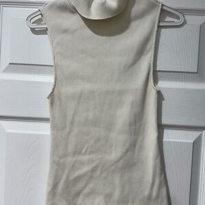 Zara Cream Ribbed Turtleneck Top